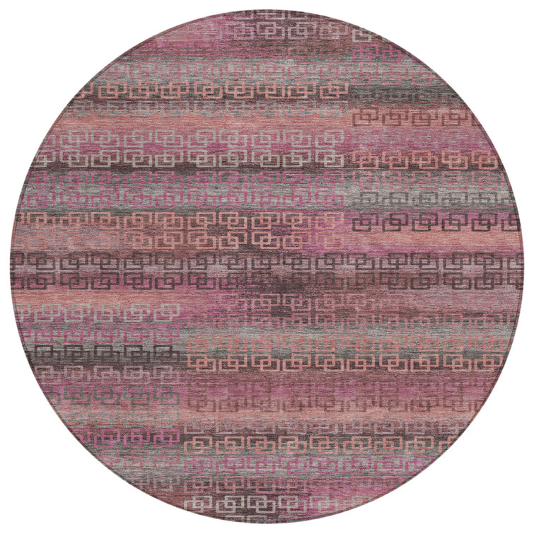Machine Washable Indoor/Outdoor Xhevrie Pink Rug
