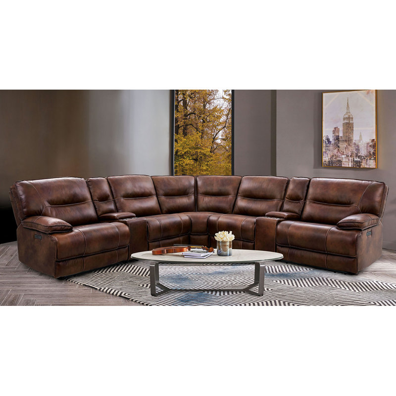 131" W Transitional Power Sectional, Brown