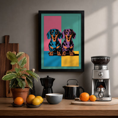 Dachshund Duet Pop Art - Framed Print