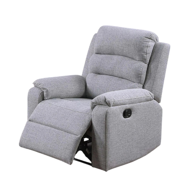 Sonia Manual Recliner Chair, Bone White Channel-Tufted Burlap