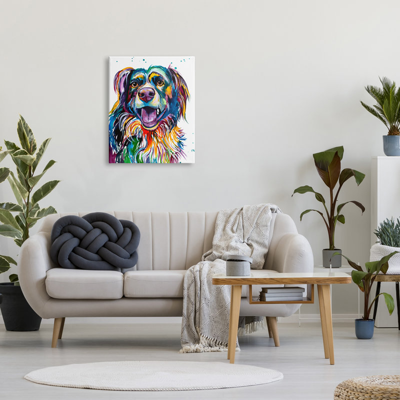 «Happy Dog Bold Rainbow Style» par Jen Seeley, impression sur toile tendue, H 30 po x l 24 po x P 1,5 po