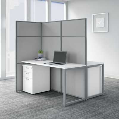 Bureau pour 2 personnes avec classeurs et panneaux Easy Office
