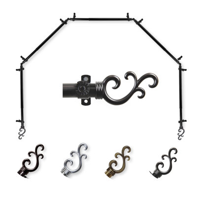 Verlyn Adjustable Bay Window Single Curtain Rod