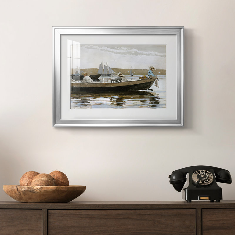 Garçons dans un Dory-Winslow Homer, reproduction encadrée avec passe-partout et verre - 1873, 18,5 x 24,5, Argent