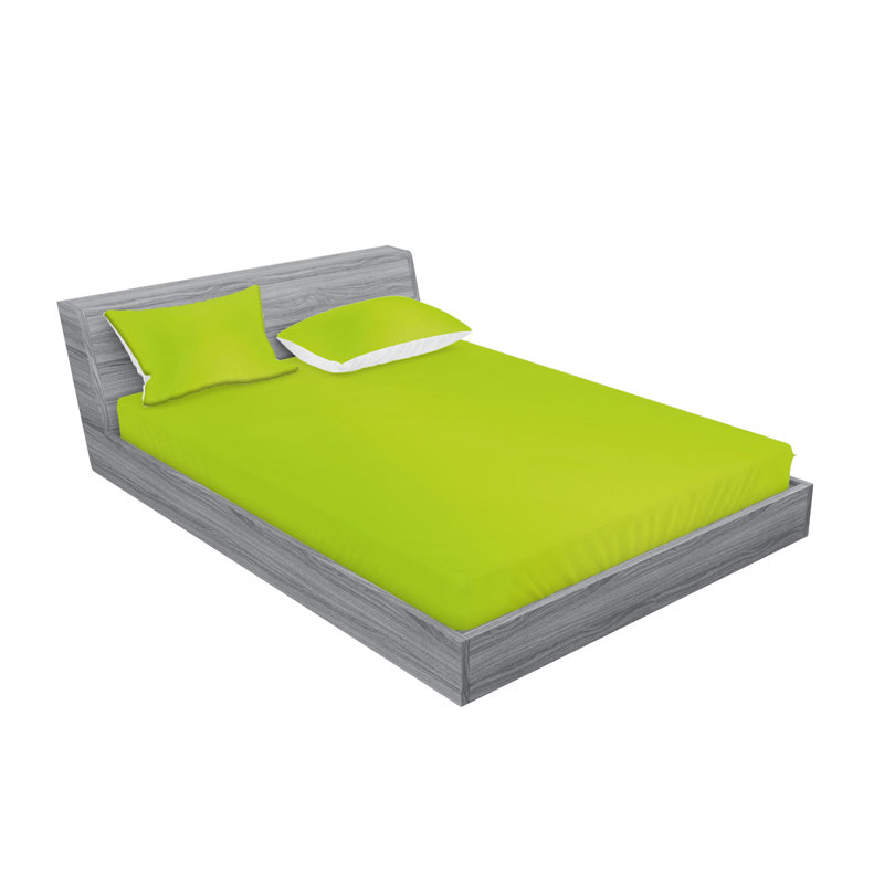 Drap-housse et coussin décoratif vert lime Ambesonne, Ensemble de draps pour lit double + 5 pièces supp