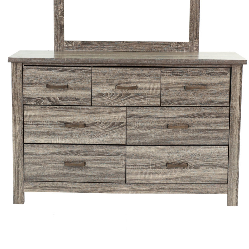 Commode de chambre à coucher 7 tiroirs DRESSER en chêne gris, commode moderne