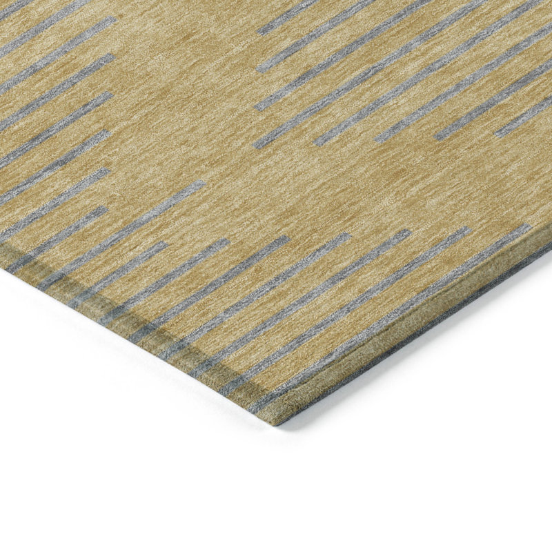 Tapis intérieur lavable à motif géométrique doré 8 pi x 10 pi