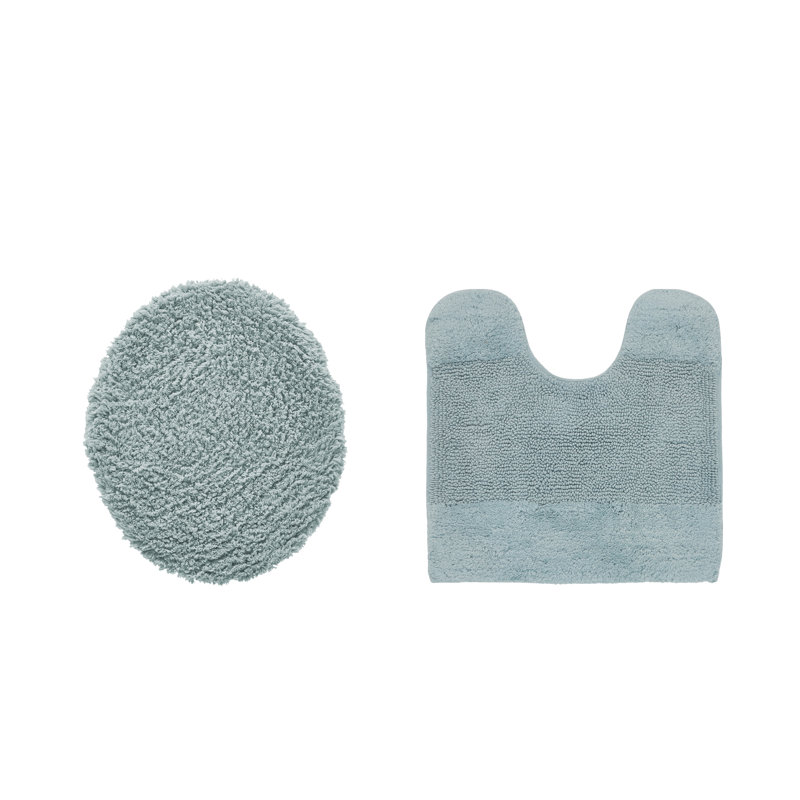 Makaylynn Premium 100% Cotton 2155 GSM 2-Piece Bath Rug Set, OEKO-TEX® Certified, Non-Slip Spray Latex Backing, Plush Tufted, Super Absorbent, Machine Washable Bathroom Rugs, Blue