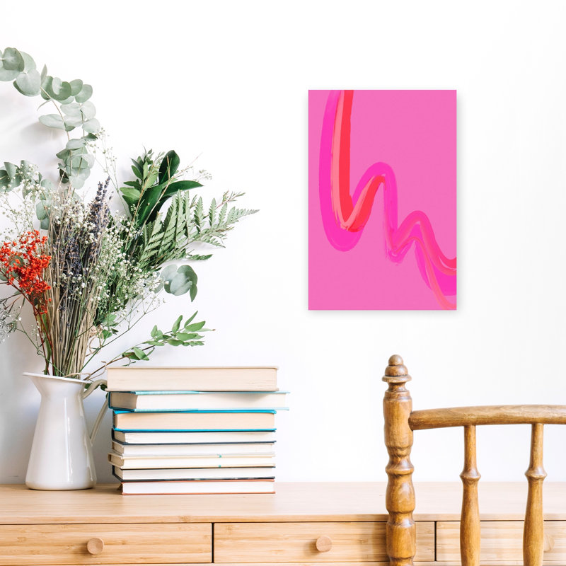 Neon Waves Abstract Bold Colorful Lilac Violet Wall Art Print by Treechild - Wrapped Canvas Print, 45.72cm H x 30.48cm W