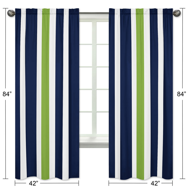 Stripe Striped Semi-Sheer Rod Pocket Curtain Panels, Green/Blue
