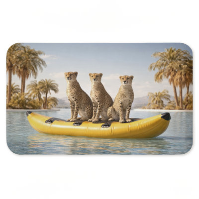 Tapis de sol anti-fatigue Three Cheetahs on Lake, design par Ziwei Li