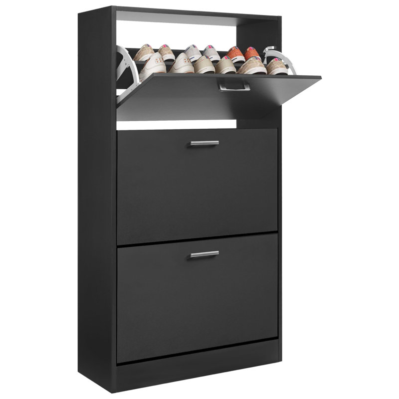 18 Pair Shoe Storage Cabinet, Black