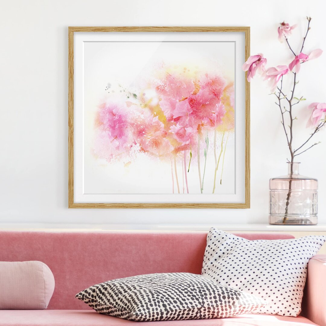 Gerahmter Kunstdruck Peonies Watercolour