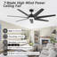 Ventilateur de plafond intelligent 65 po moderne avec lumière, 7 pales en ABS durables-330736367-330736368