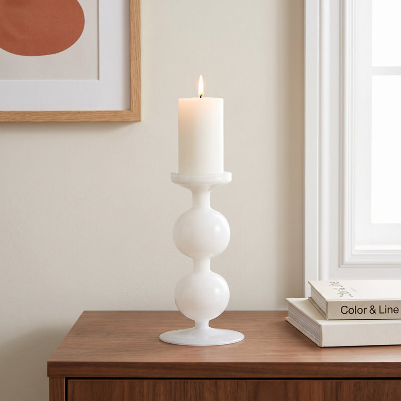 8.45;8.45'' H Glass Tabletop Candlestick