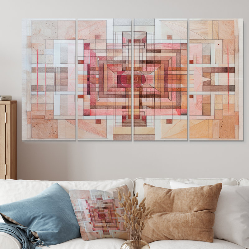 Ensemble d'art mural rétro 4 pièces, H 28 po x l 48 po