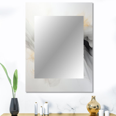 Yellow Grey Minimalism Tranquil Abstraction - Minimalism Decorative Mirror, Modern Large Wall Mirror, Printed Metal Art