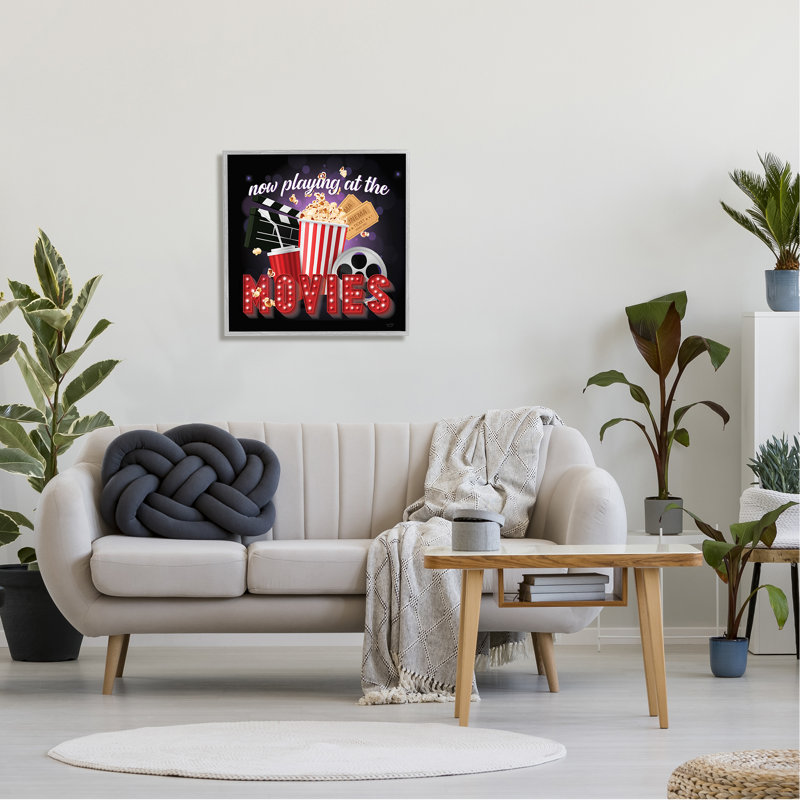 «Ax-355-Wood Now Play Films Sign» par Lux + Me Designs, H 24 po x l 24 po x P 1,5 po, Estampe numérique Farmhouse