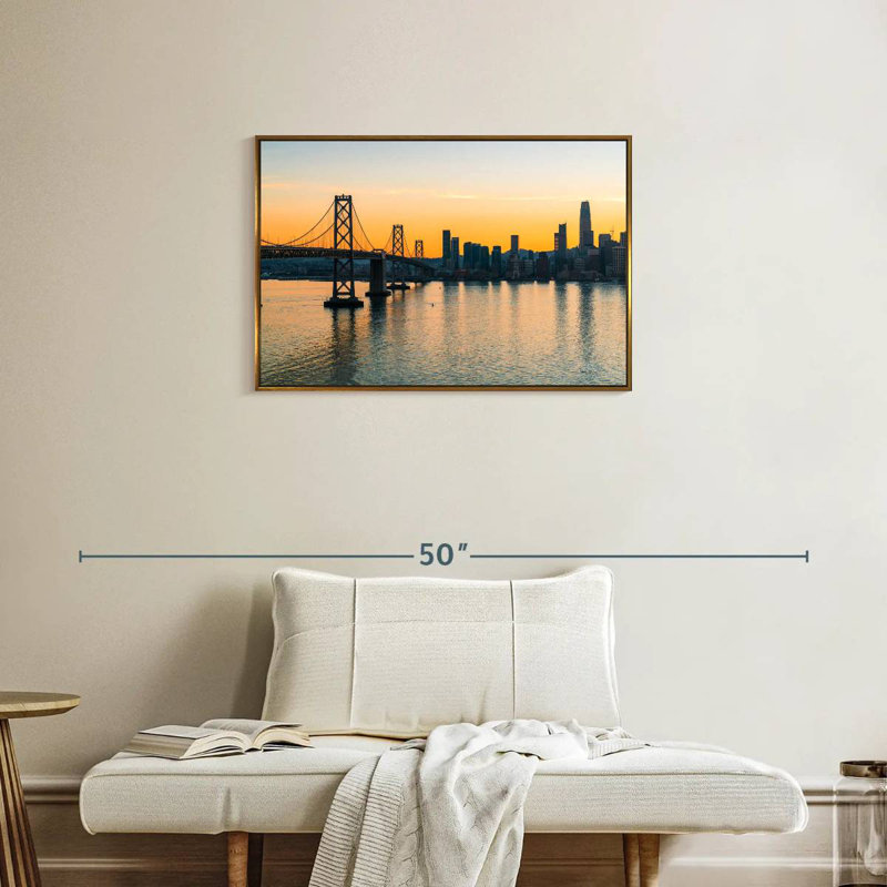 Pont Golden Oakland Bay, Cadre flottant doré, 31 po x 21 po