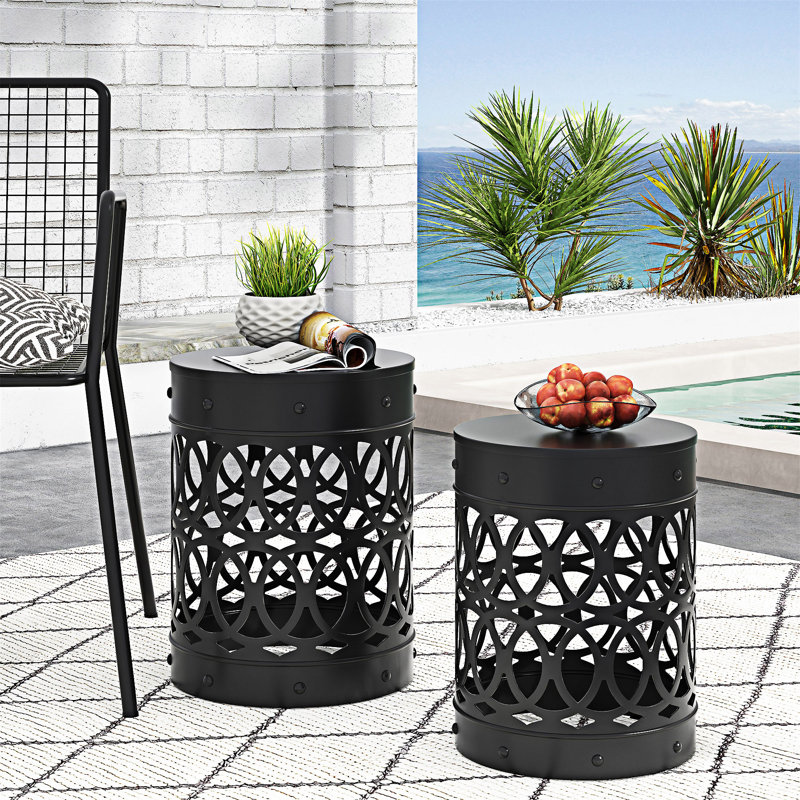 Outdoor Side Table Set, Black