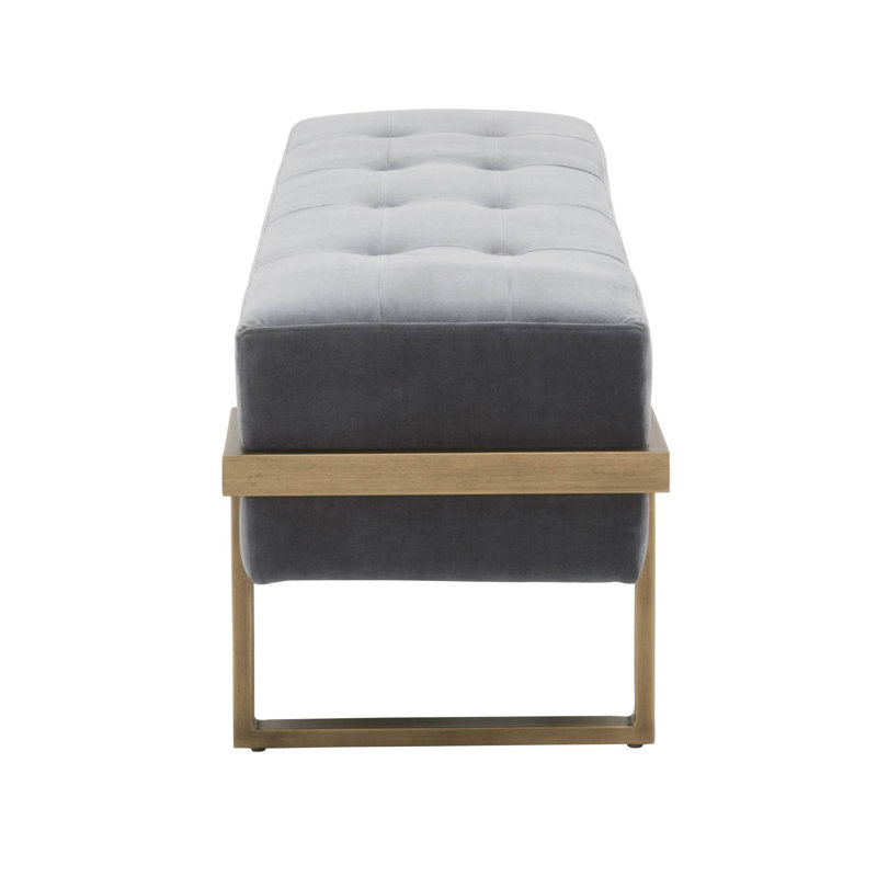 Chessman Upholstered Bench, Blush Gray Velvet