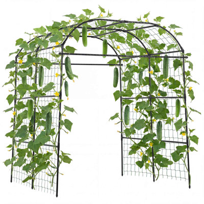Cucumber Trellis, U-Shape Garden Trellises for Raised Bed, Metal Wide Top Arch Plant Support for Vine, Climbing Plants, Peas, Beans, Zucchini, Tomato, Squash, Flower (71.26 x 64.96 x 82.68 in)