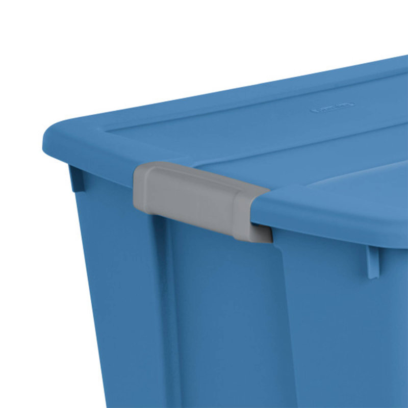 Bac à loquet 20 gallons avec poignées pour bacs de rangement pour la maison, frêne bleu (paquet de 24) Sterilite
