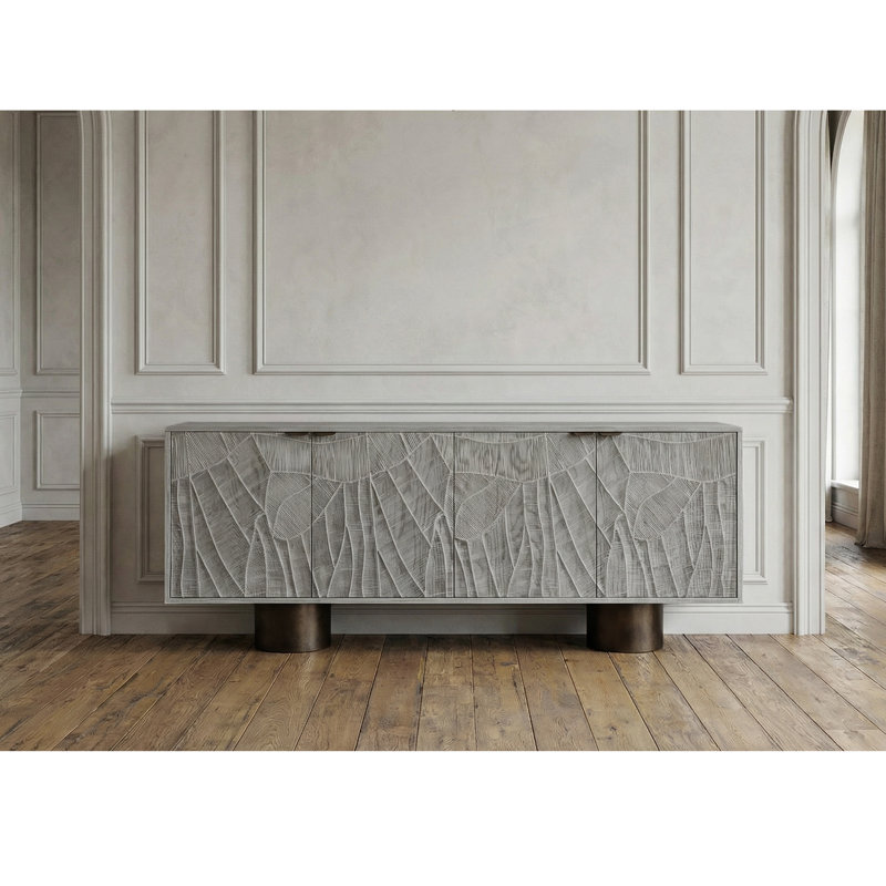 Buffet moderne en bois sculpté avec portes texturées - 78,7 po