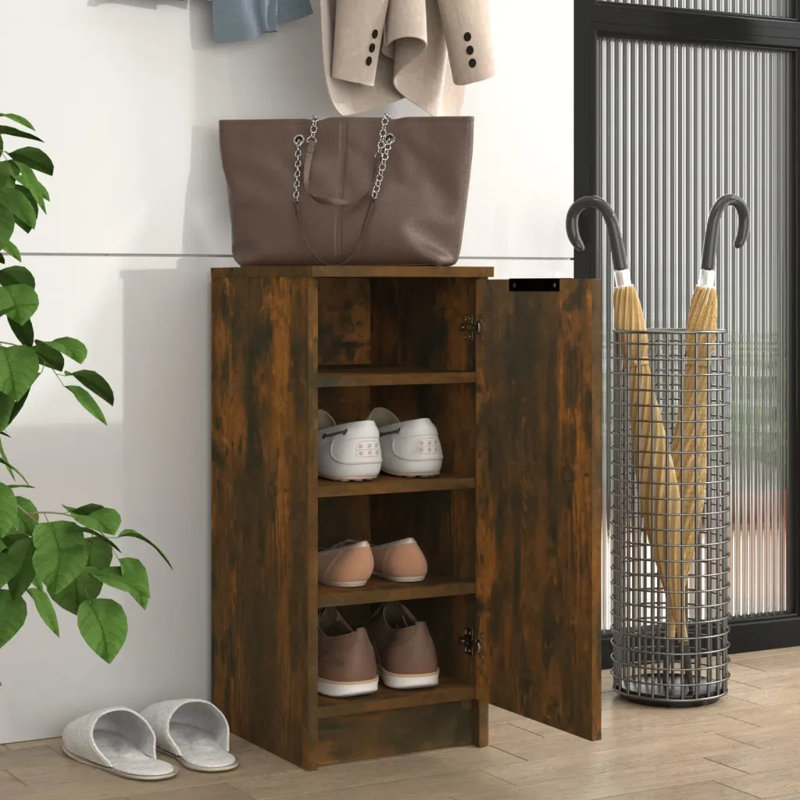 4 Pair Shoe Storage, Smoked Oak