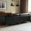Canapé modulaire noir en cuir véritable-1101311239