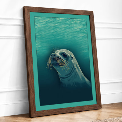Seal in Turquoise Coastal - Framed Print