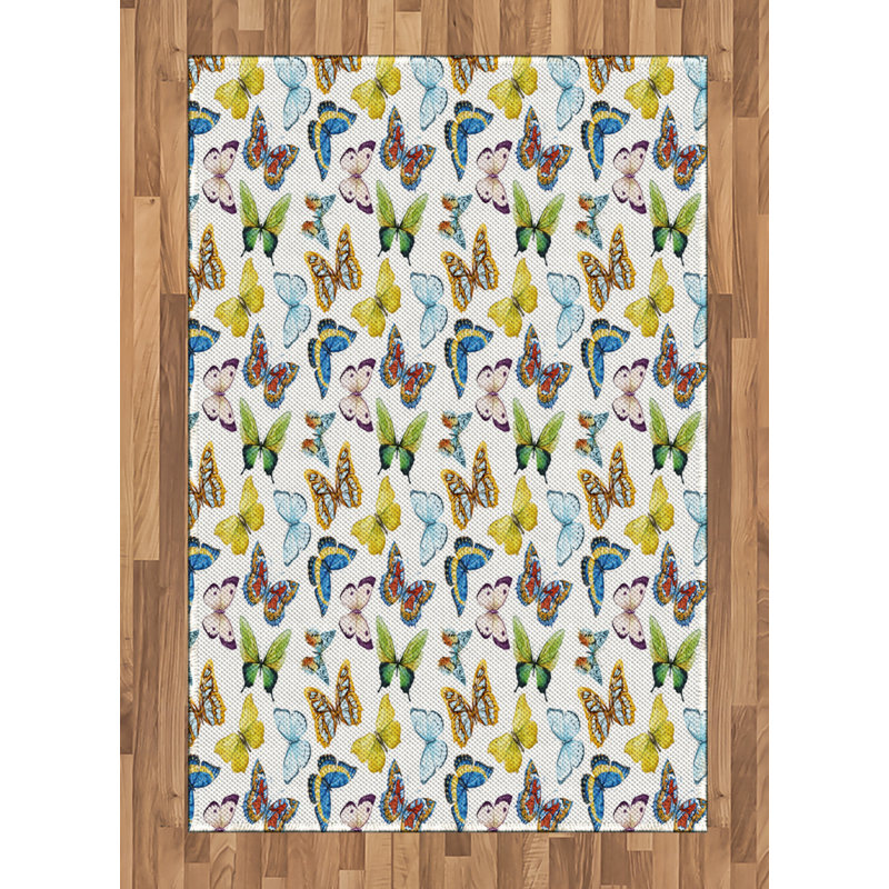 Butterfly High Density Long Fiber Poly Threads Decorative Area Rug Carpet, Rectangle 4' x 5'8"