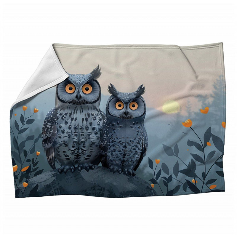 Owls At Dusk Machine Printed Throw Blanket, Queen