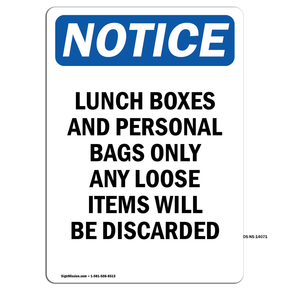 SignMission Lunch Boxes and Personal Bags Sign | Wayfair