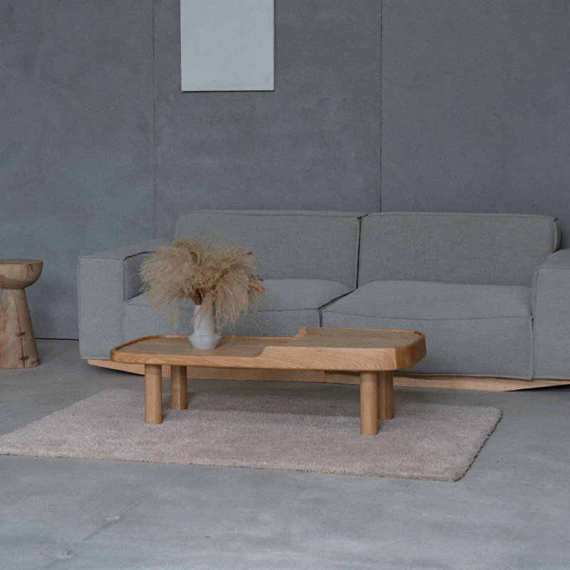 Table basse simple en bois massif Wabi-sabi