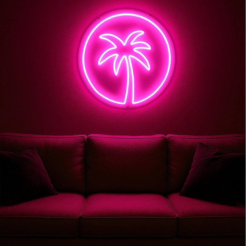 Palm Tree Neon Sign: Tropical LED Wall Decor - 16"X16"In