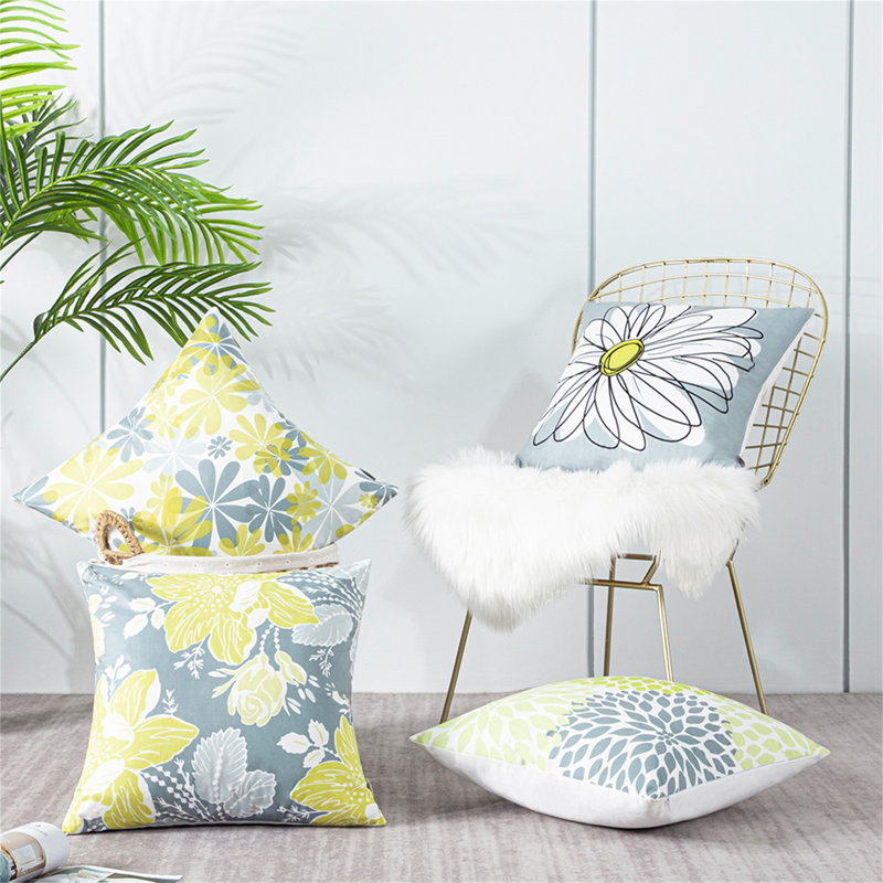Printing KD126 Floral Outdoor Square Pillow Cover