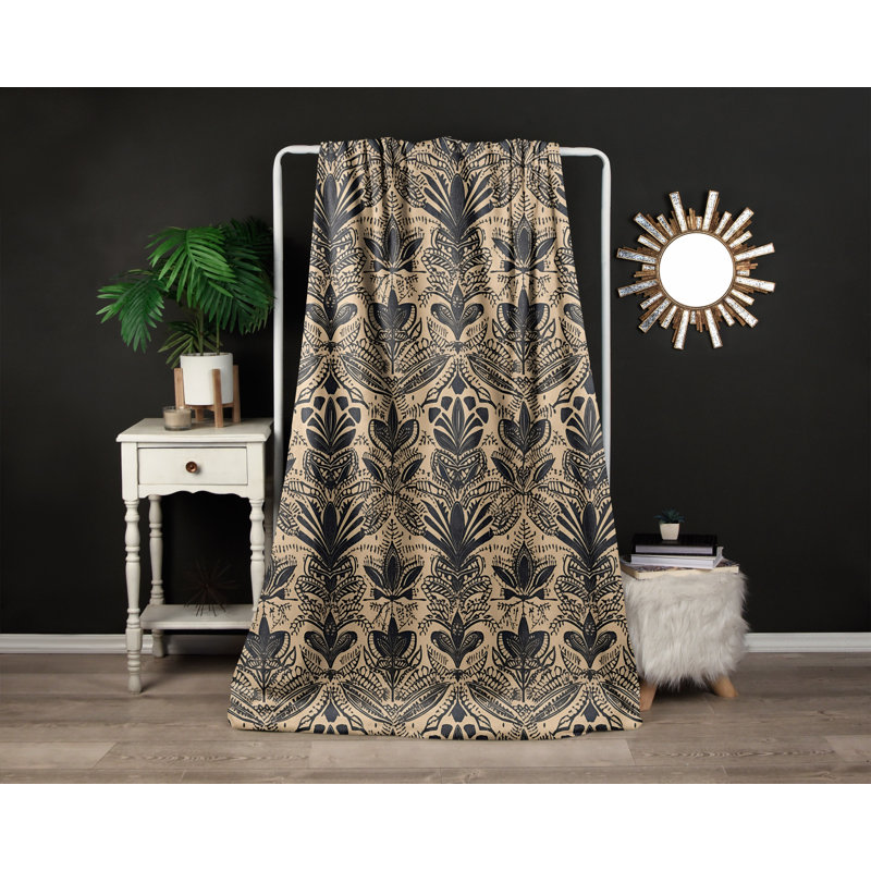 Throw Blanket, 68" W x 80" L, Tan/Black