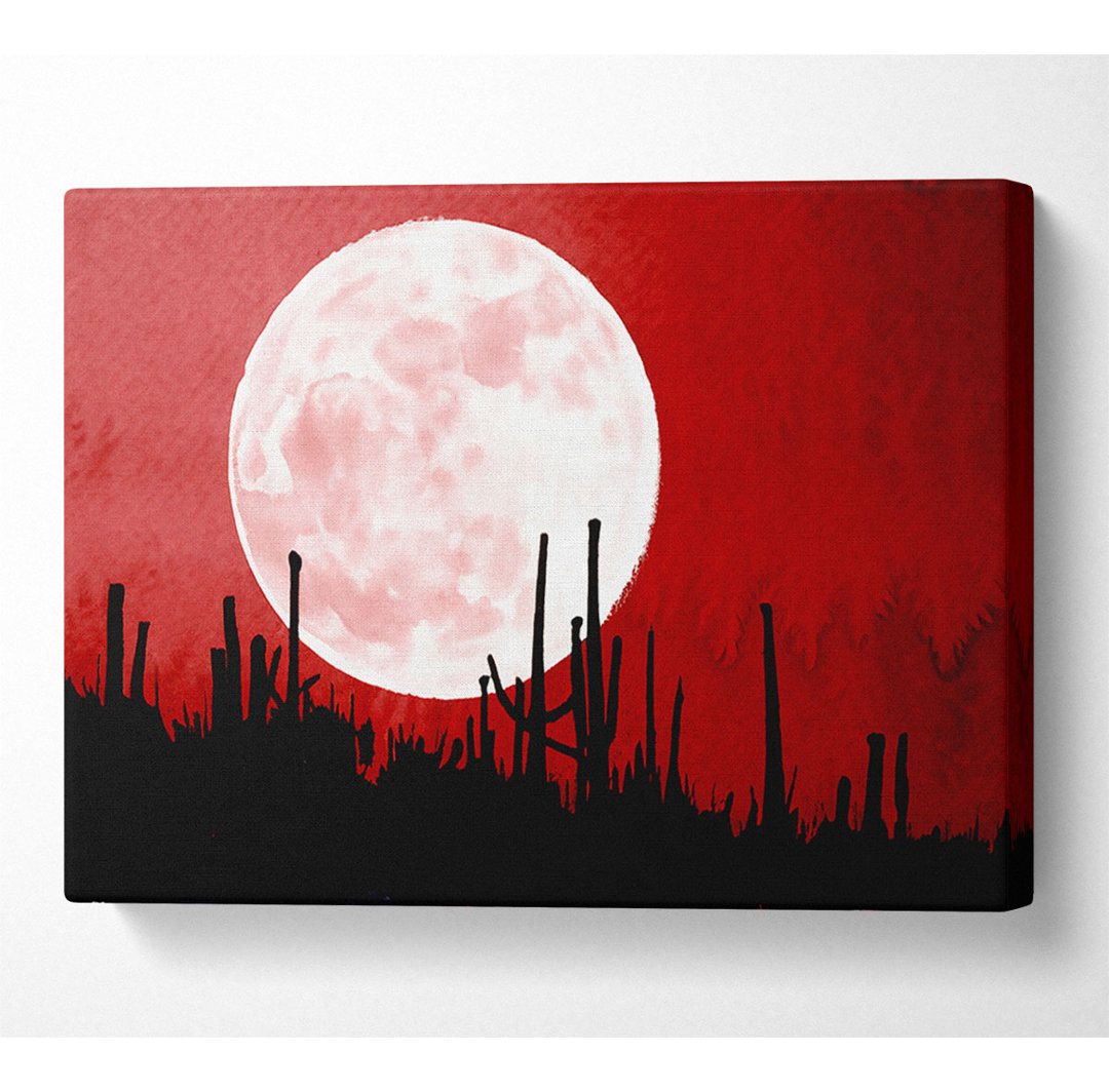 Roter Kaktus Mond - Kunstdrucke auf Leinwand - Wrapped Canvas