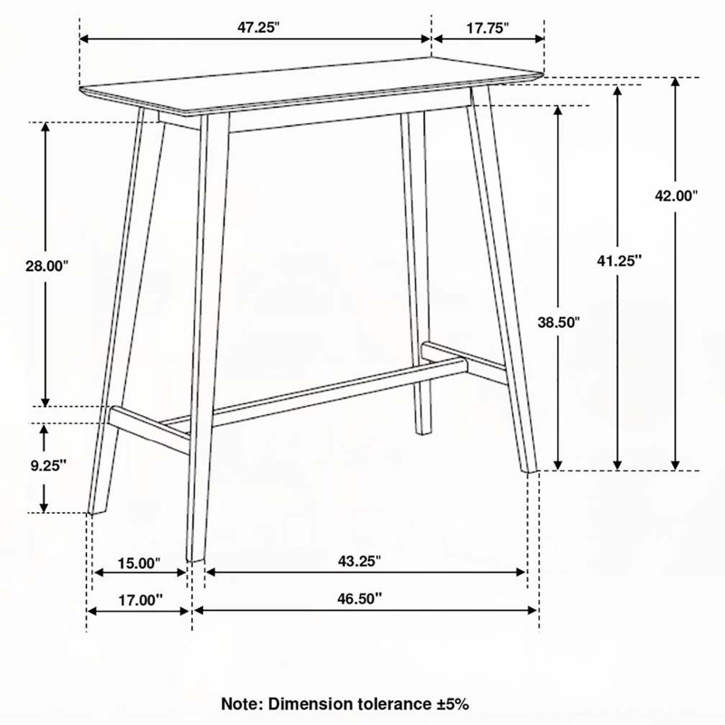 Table de bar rectangulaire en noyer