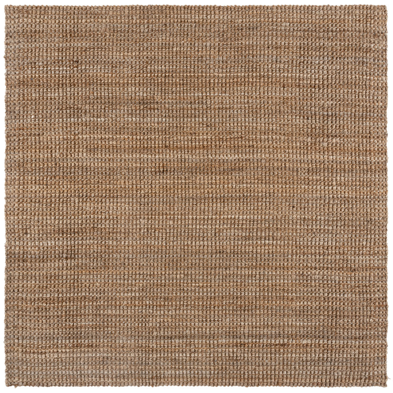 Kidane Natural Fiber Hand Woven Jute Pile Solid Color Rug, Square 9"