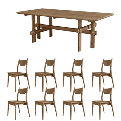Solid wood ash unique dining table set