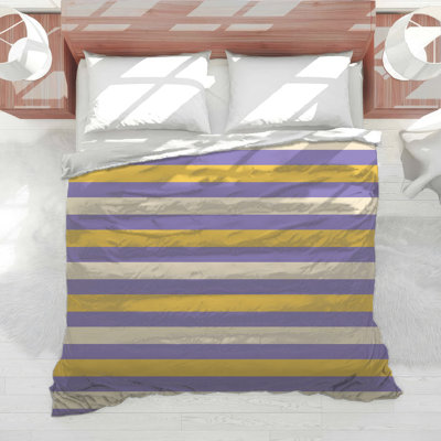 Édredon mauve à rayures jaunes