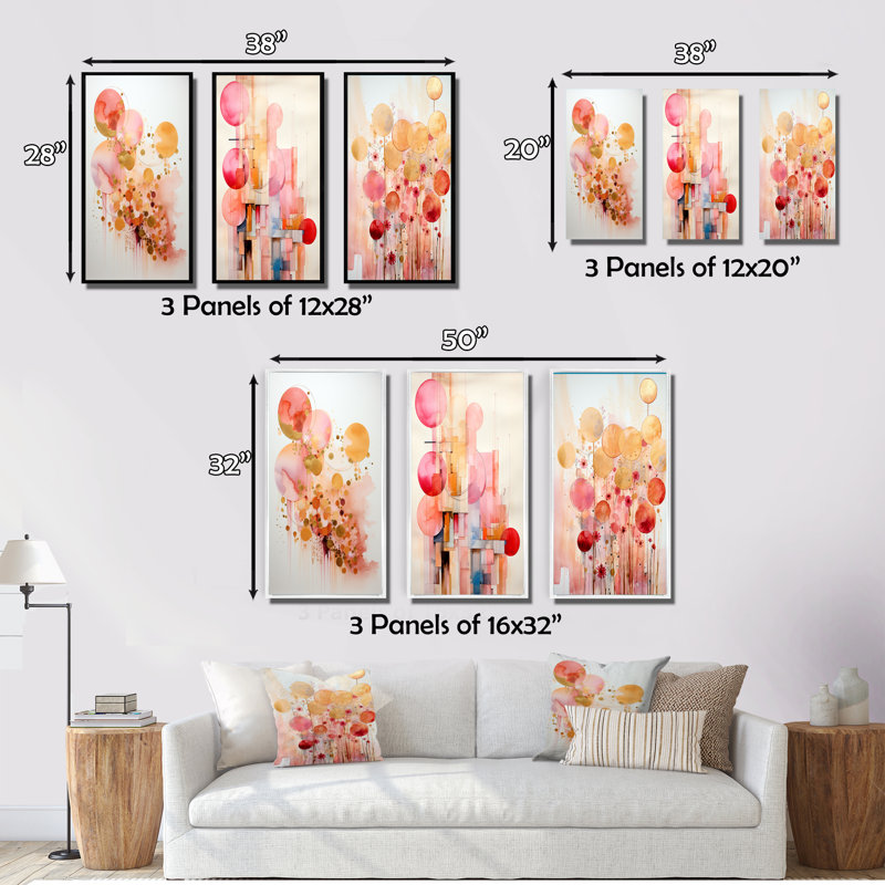 Ensemble de 3 pièces sur toile Serendipity, H 20 po x l 36 po, Toile tendue
