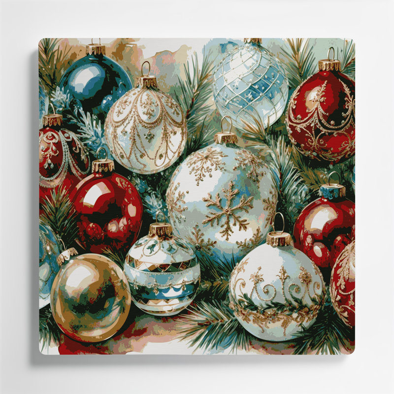 Art mural en métal gris, collection Vintage Christmas, H 32 po x l 32 po