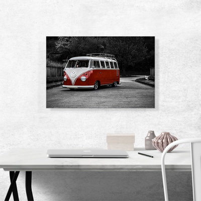 " Red And White Volkswagen Vintage Van Bus "