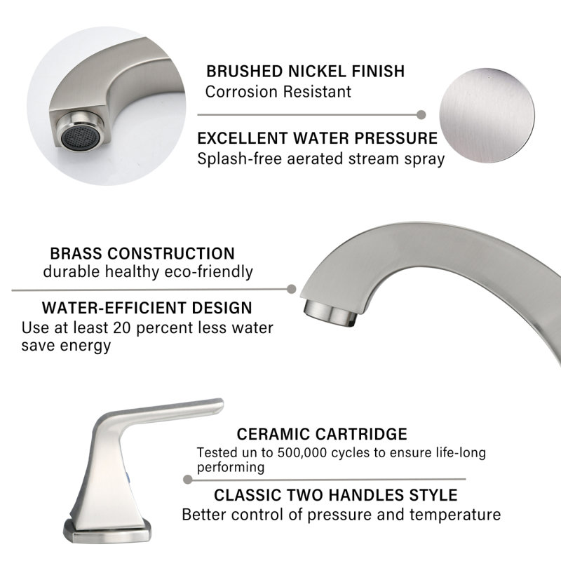 Robinet de salle de bain à 2 poignées avec évier escamotable nickel brossé