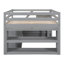 Lit mezzanine double en bois gris avec escalier de rangement, tablettes et bureau rétractable - Lit d'étude peu encombrant