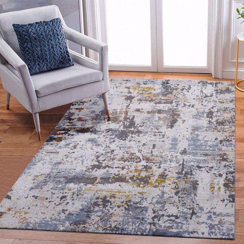 Tapis abstrait élégant et résistant aux taches, Rectangle 7 pi 9 po x 10 pi