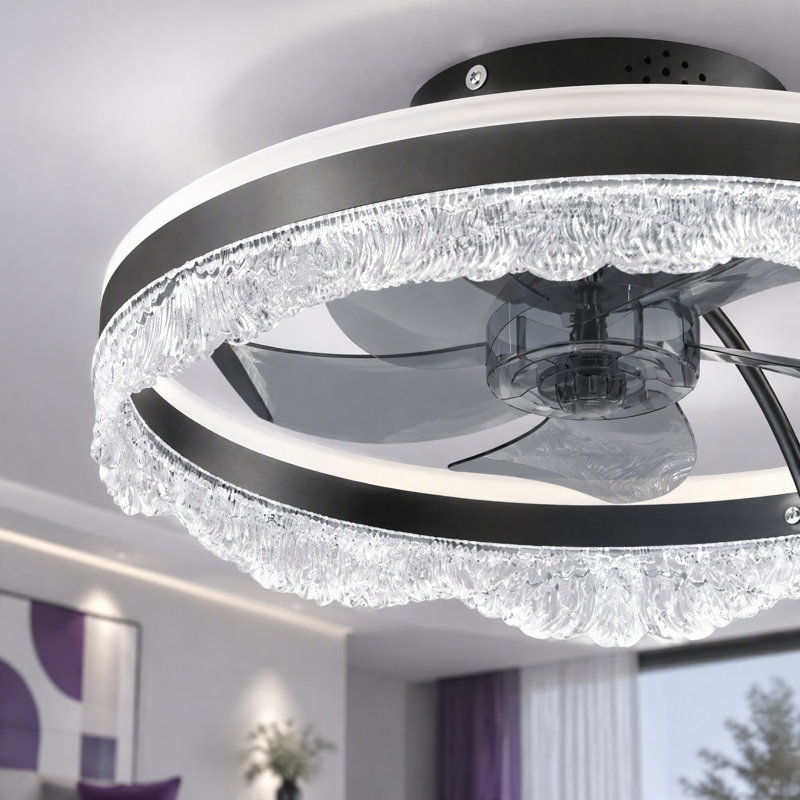 Ventilateur de plafond moderne avec lumières DEL orientables vers le haut et vers le bas à intensité variable avec télécommande